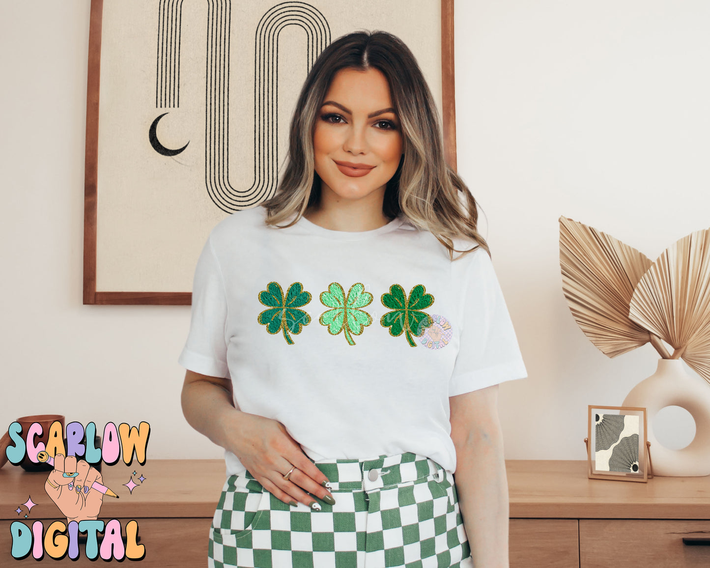 Faux Chenille Shamrocks PNG-St Patrick's Day Sublimation Digital Design Download-lucky png, chenille patches png, irish png, simple png file