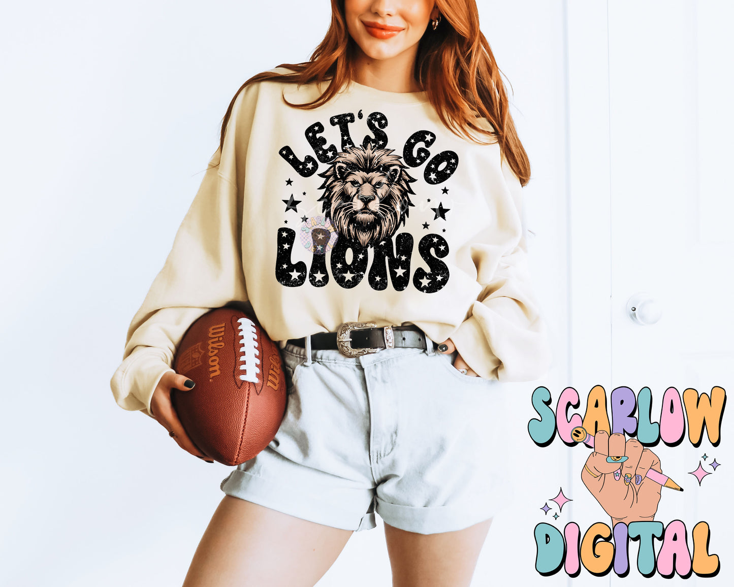 Lions PNG Digital Design Download, sports mascot png, football png, baseball png, retro png, trendy png, sports shirt design, school png