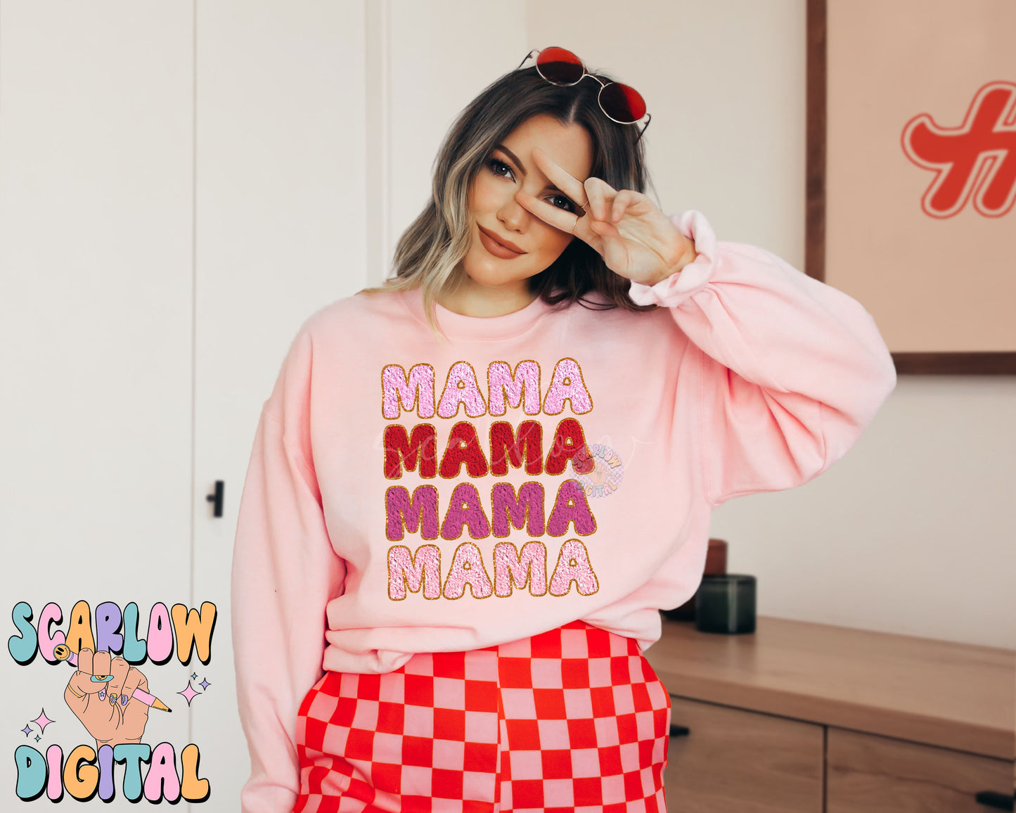 Mama Faux Chenille PNG-Valentine's Day Digital Design Download-png for mama, mama mini png, fake chenille patches png, valentines day design