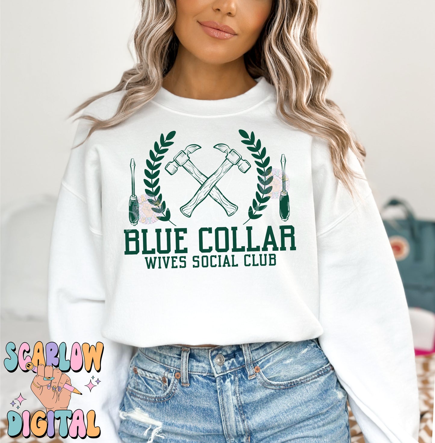 Blue Collar Wives Social Club PNG Digital Design Download, vintage style png, simple png, single color png, trendy png, png design for women