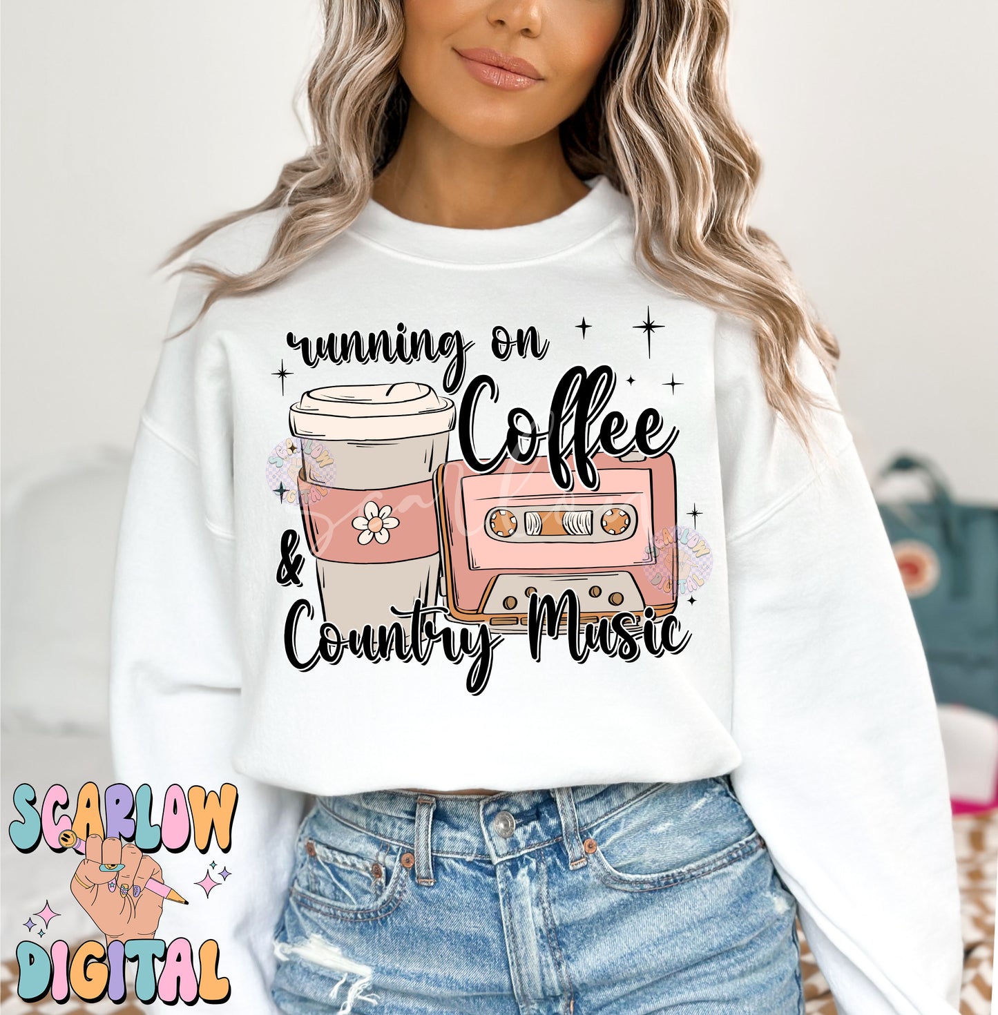 Running on Coffee and Country Music PNG