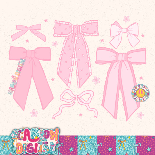 Pink Coquette Bows PNG Digital Design