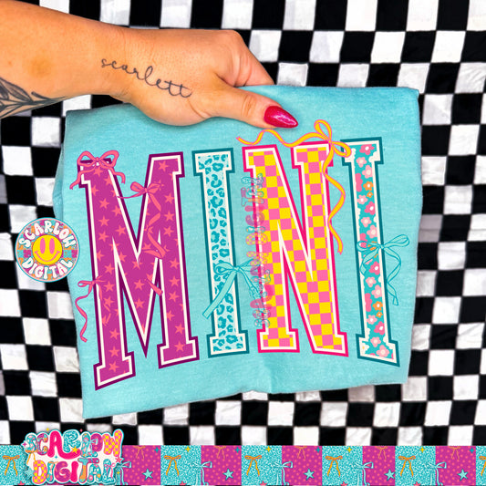 Retro Mini with Bows PNG Digital Design