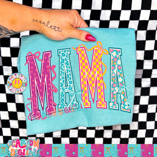 Retro Mama with Bows PNG Digital Design