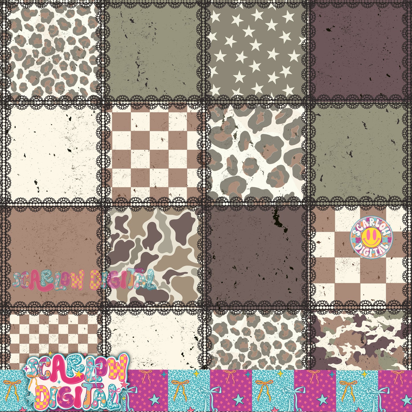 Camo Patchwork Seamless Pattern Digital Design
