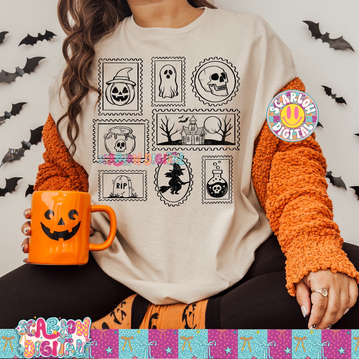 Spooky Stamps PNG Digital Design
