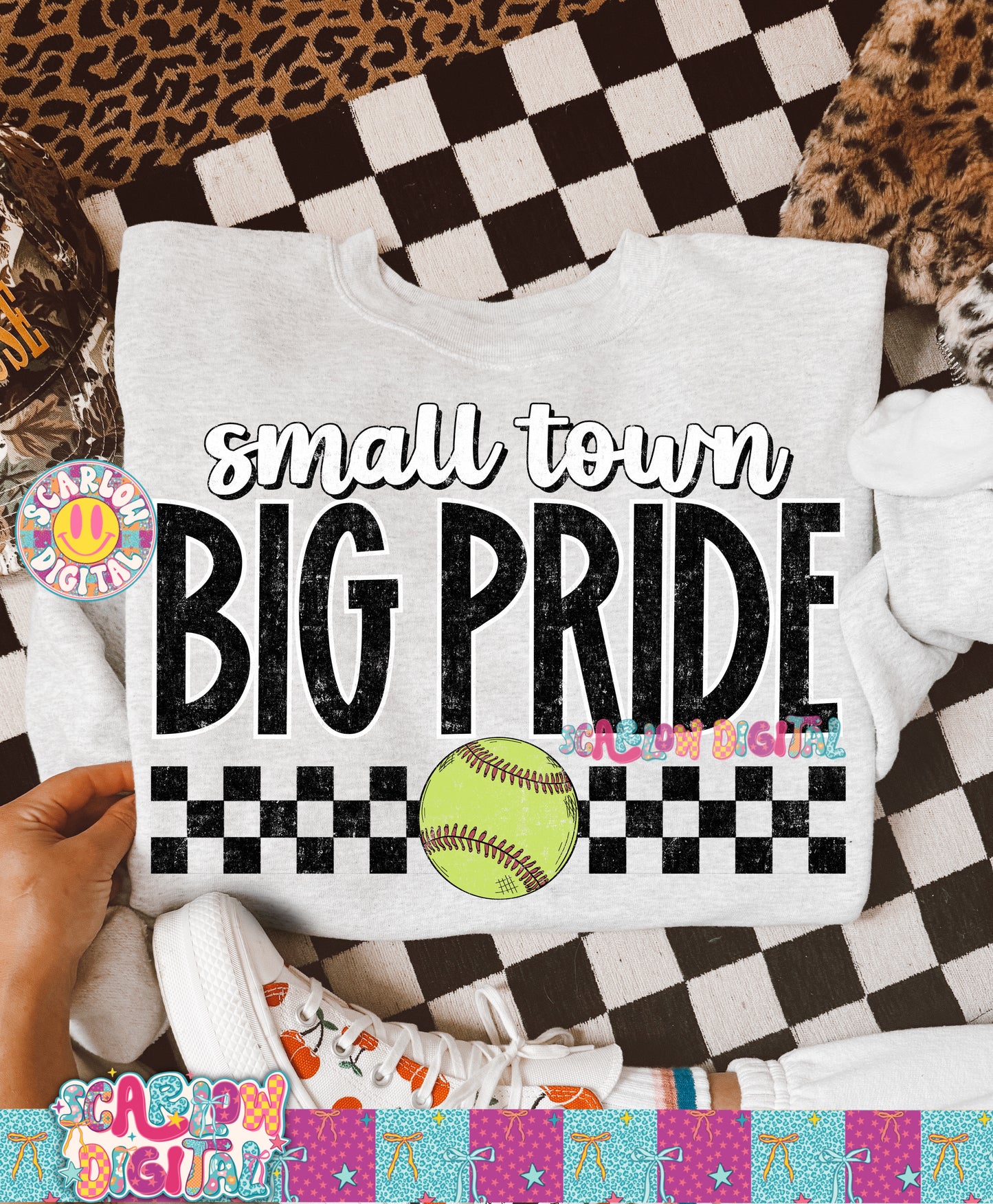 Small Town Big Pride Softball PNG Digital Design