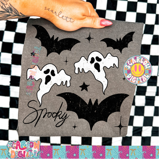 Spooky Black and White PNG Digital Design