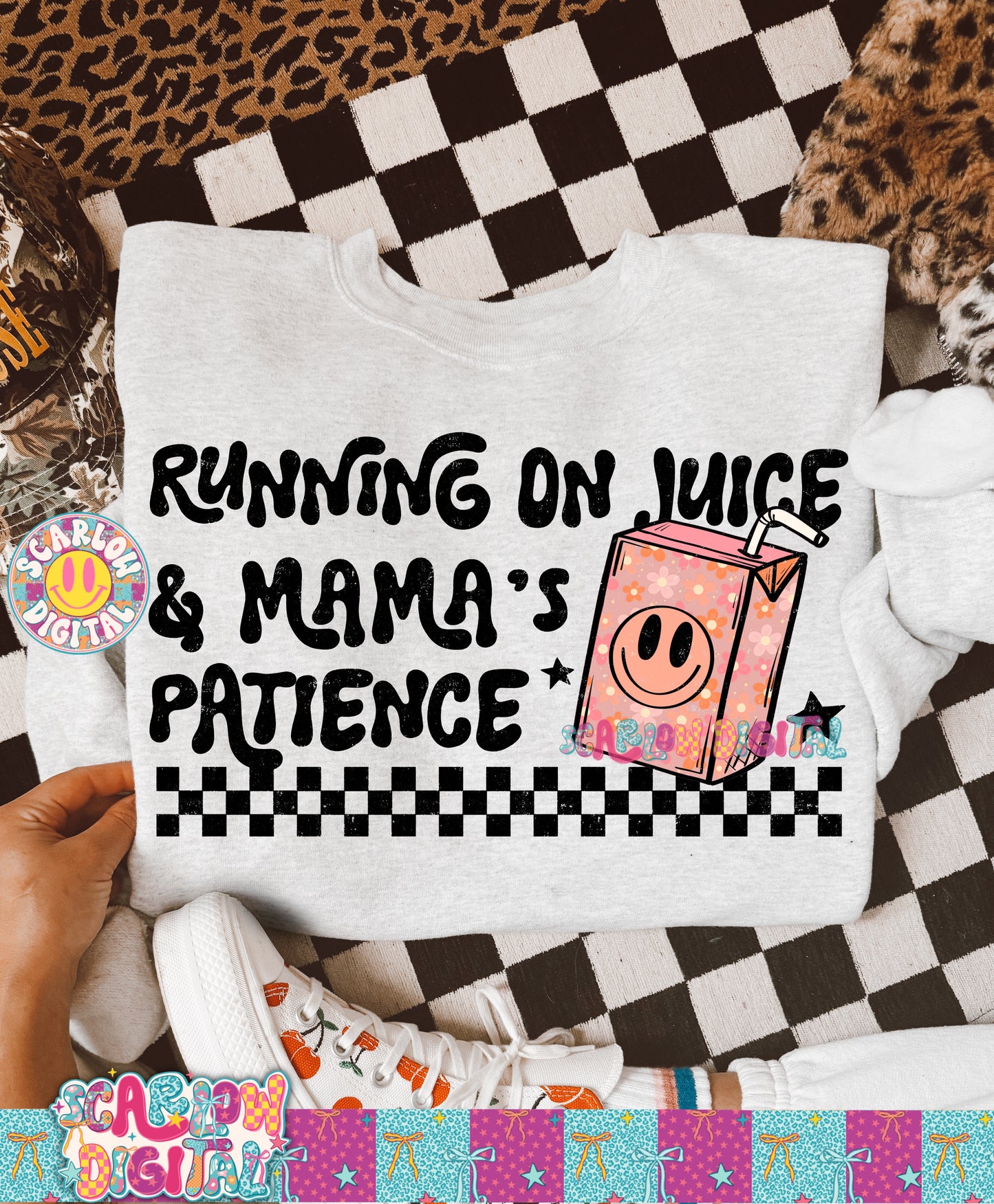 Running on Juice & Mama's Patience in Florals PNG Digital Design