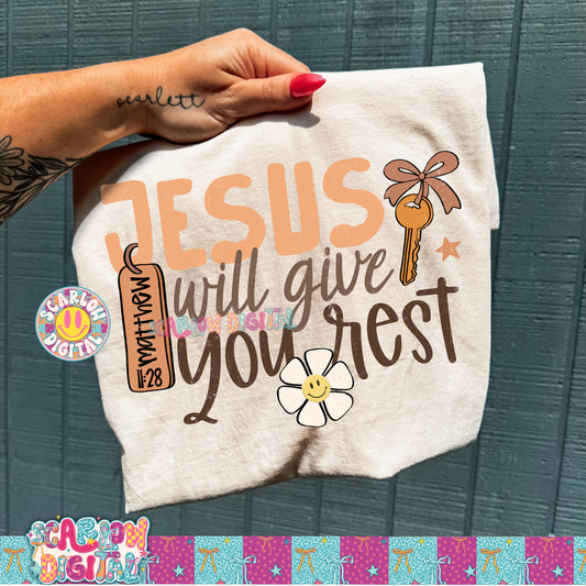 Jesus Will Give You Rest PNG Digital Design