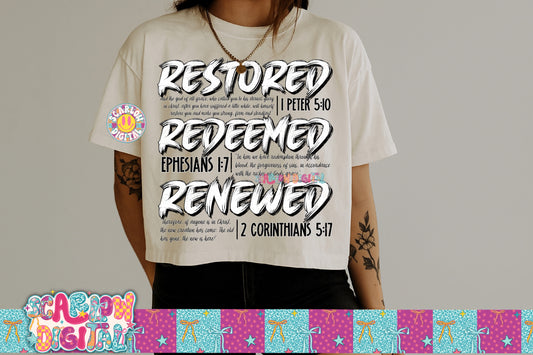 Restored Redeemed Renewed PNG Digital Design