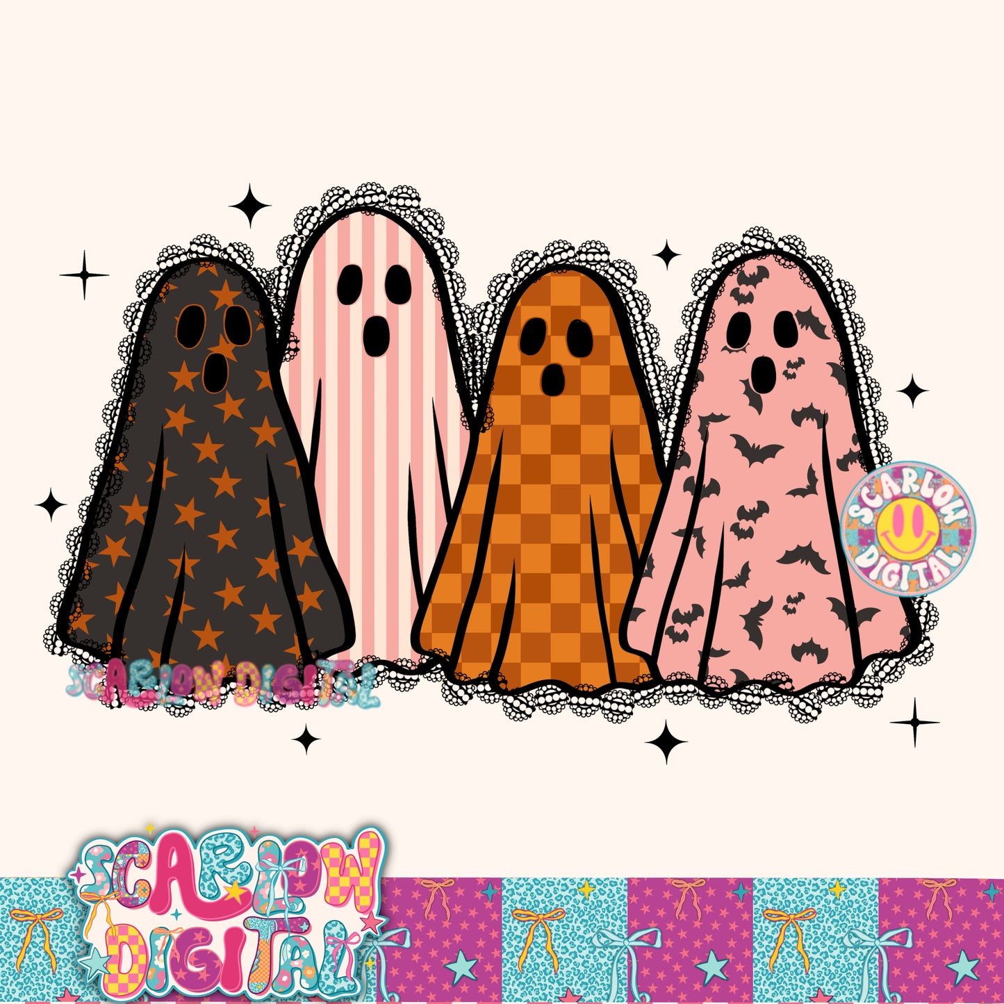 Spooky Ghosts PNG Digital Design