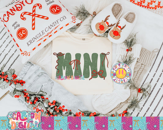 Red Green Bow Mini PNG Digital Design