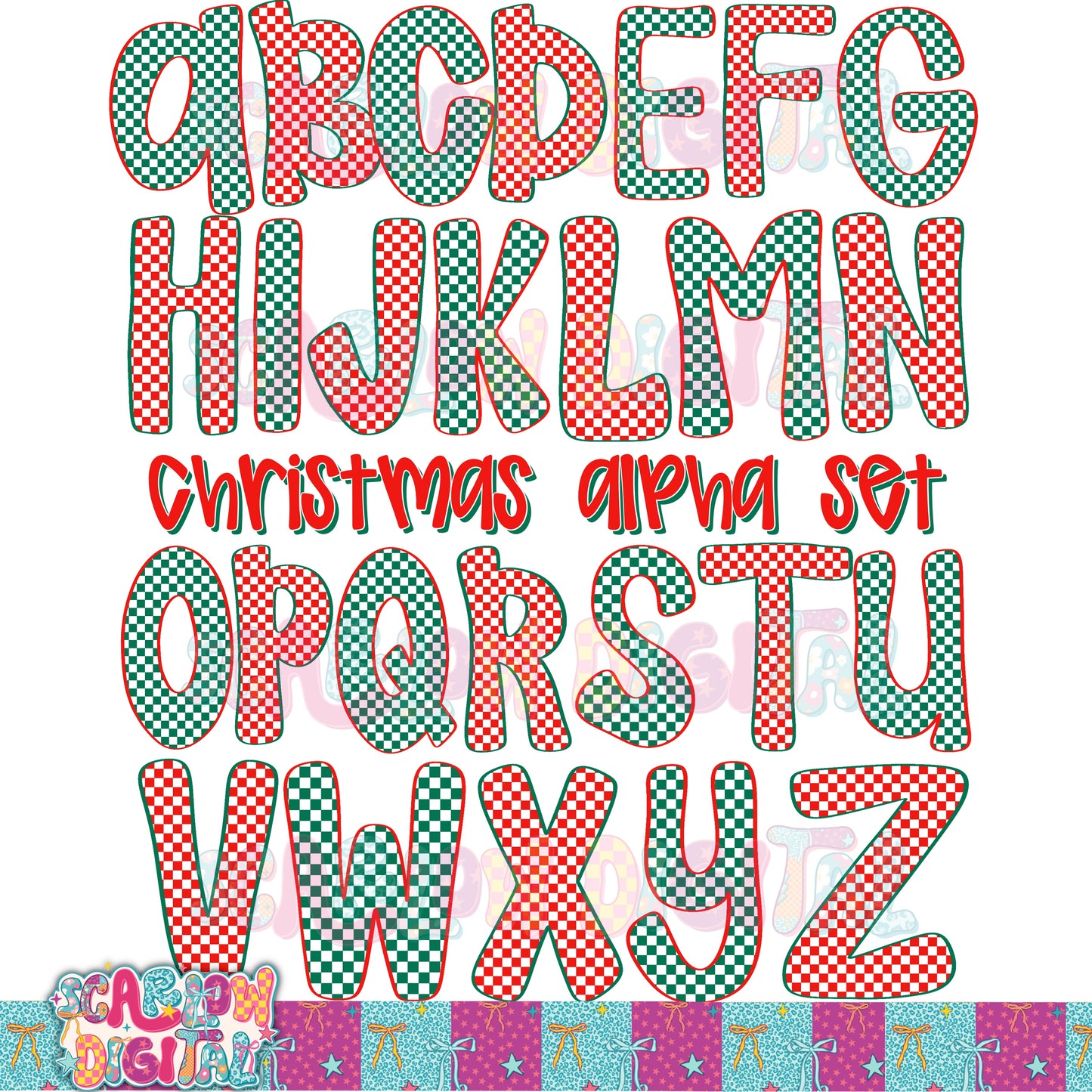 Christmas Checkered Alpha Set Digital Design
