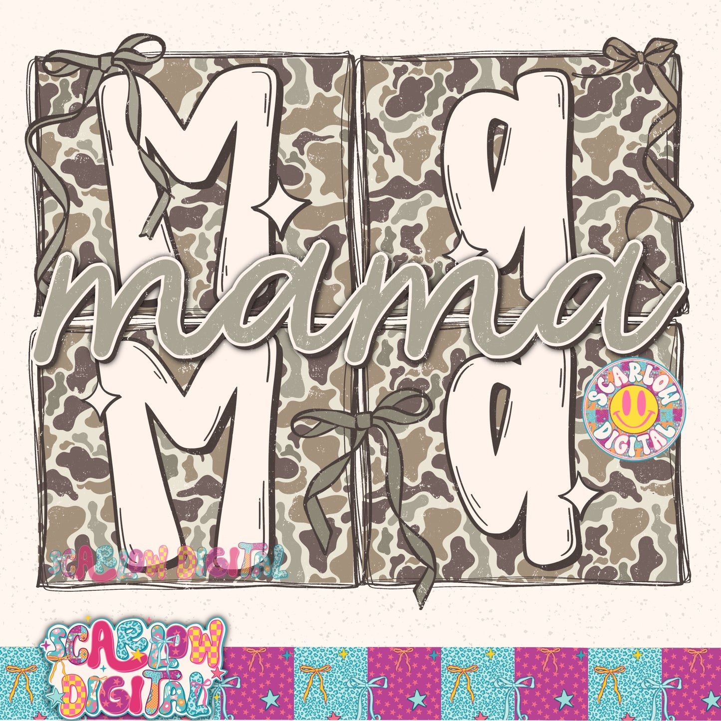Camo Bow Mama PNG Digital Design
