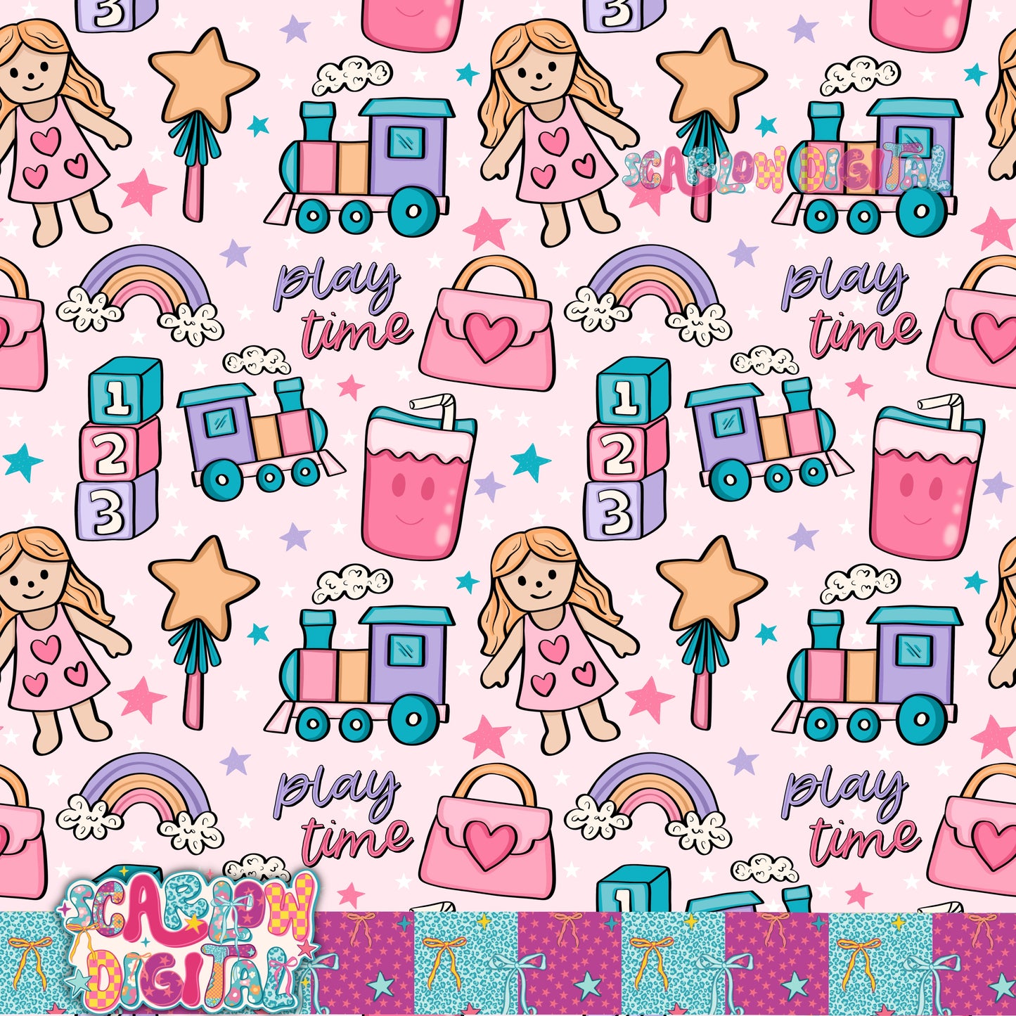 Play Time Seamless Pattern Digital Design