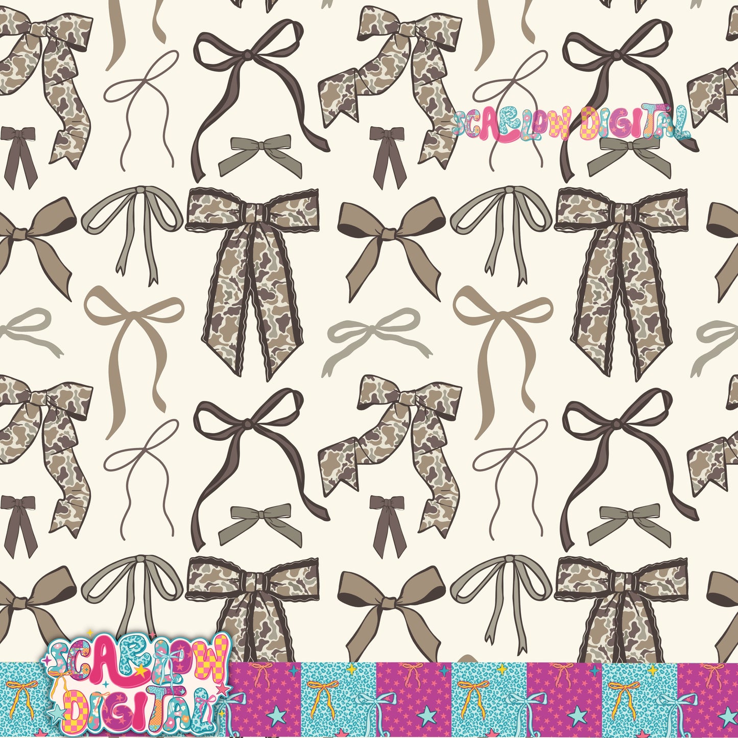 Camo Bows Seamless Pattern Digital Design