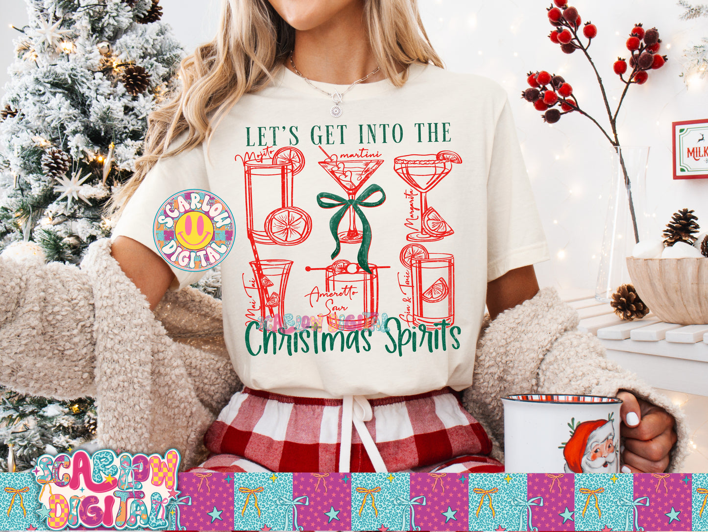 Let's Get Into the Christmas Spirits PNG Digital Design