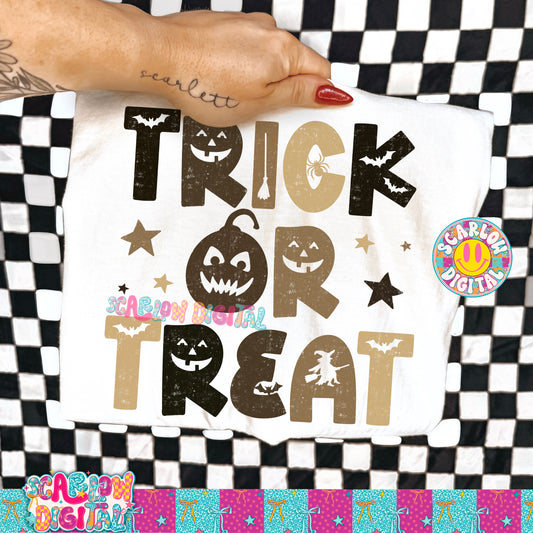 Trick or Treat Greyscale PNG Digital Design