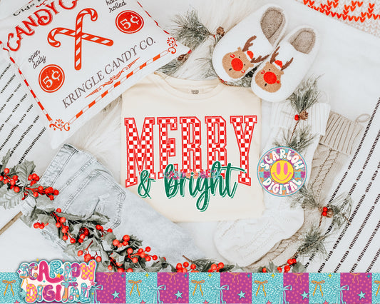 Merry and Bright PNG Digital Design