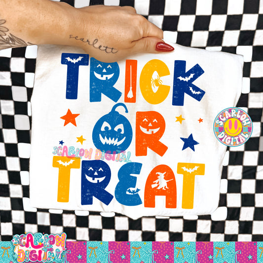 Trick or Treat in Blue PNG Digital Design