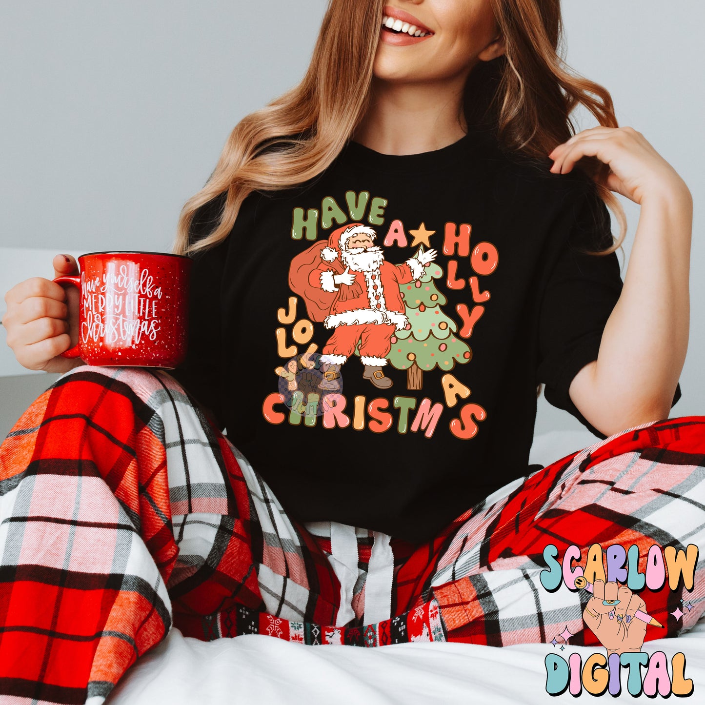 Have a Holly Jolly Christmas PNG Digital Design Download, Christmas png, santa claus png, christmas tree png, traditional christmas png