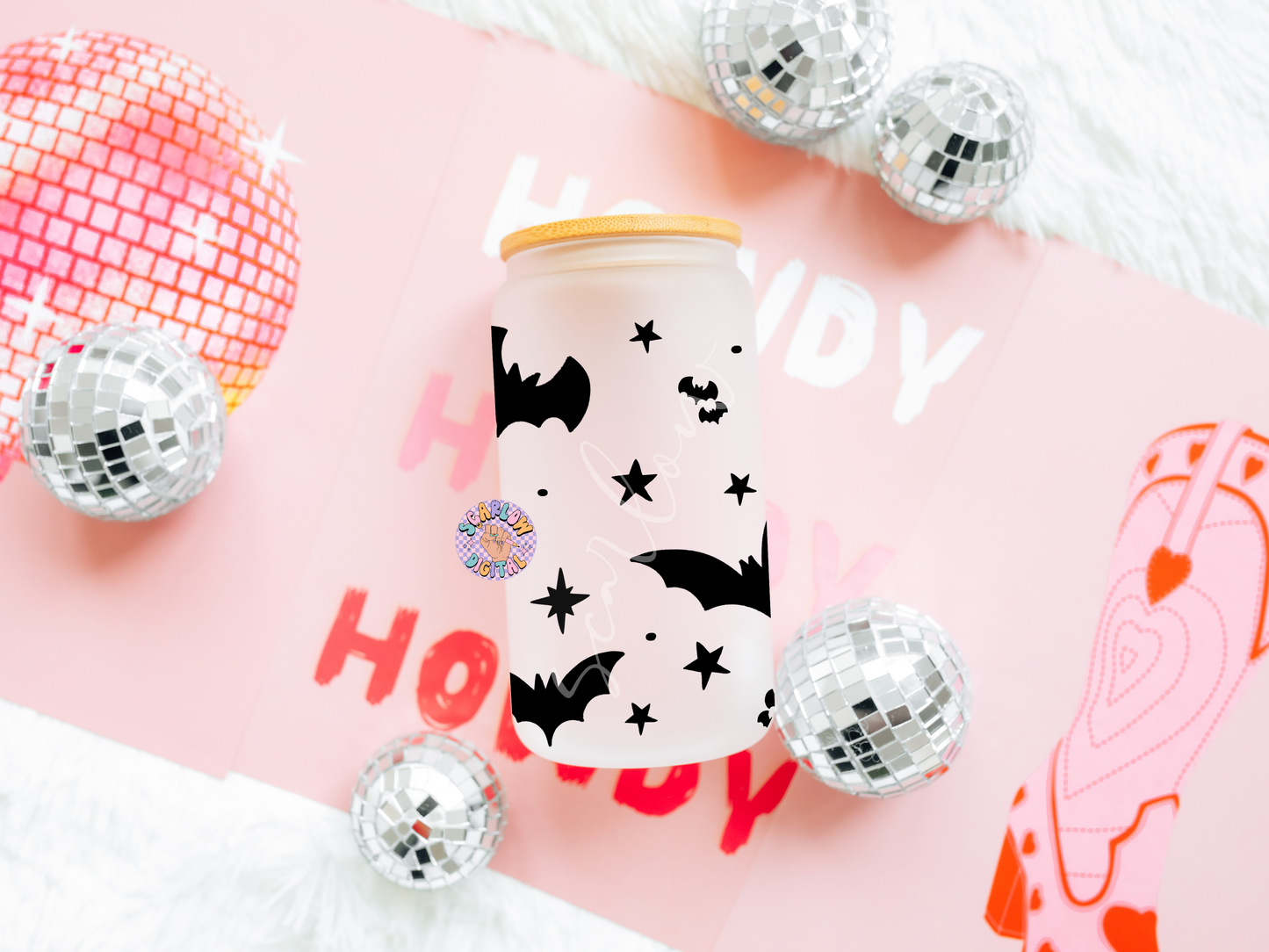 Bats Glass Can Wrap PNG-Halloween 16 oz. Can Glass Sublimation Digital Design Download-spooky can glass png, fall cup wraps png designs