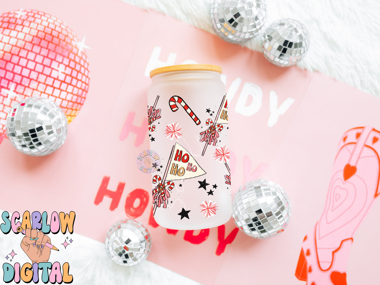 Christmas Can Glass Wrap PNG Digital Design Download, christmas flag can glass wrap, 16 ounce beer can glass wrap png design, candy cane png