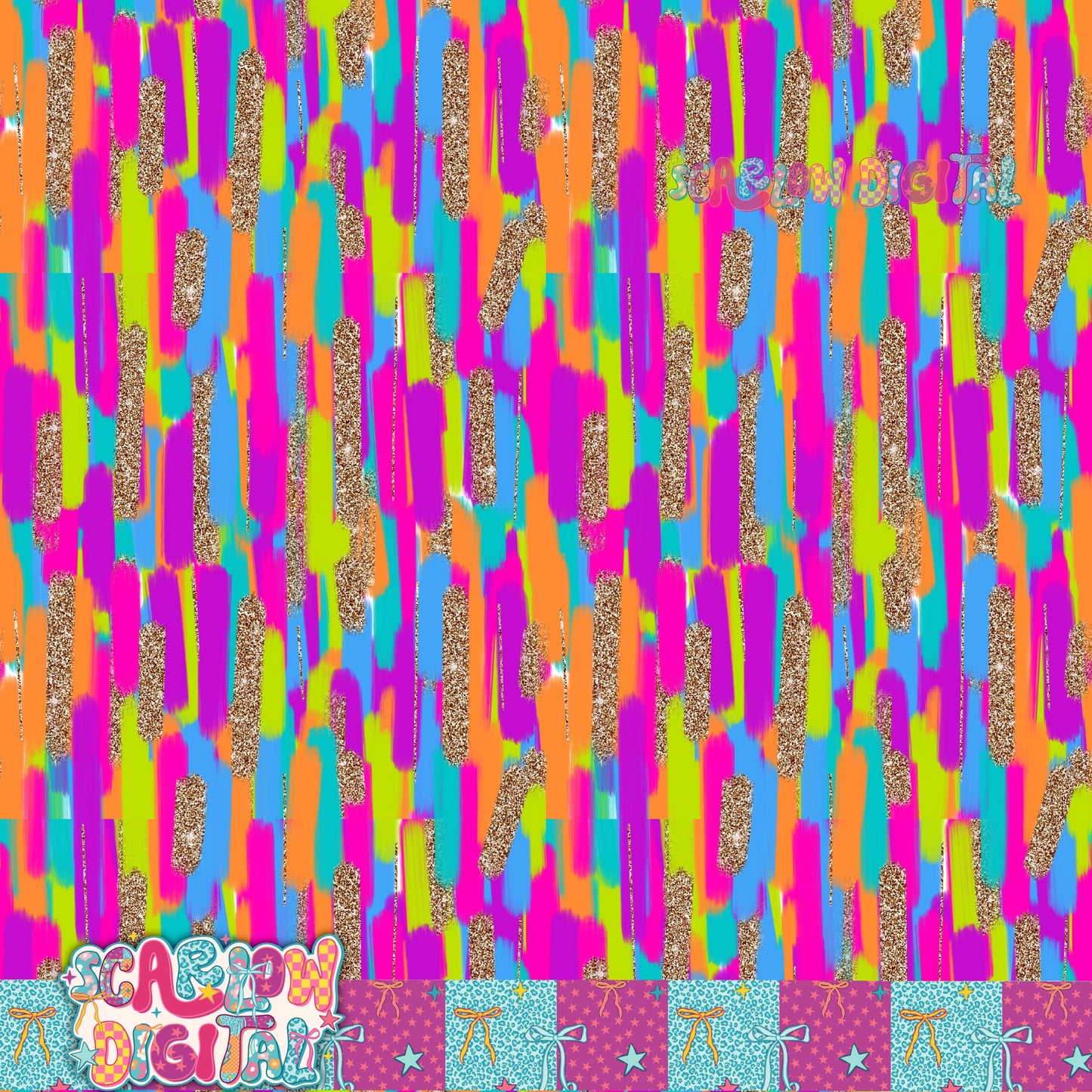 Paint and Gold Glitter Seamless Pattern Digital Design