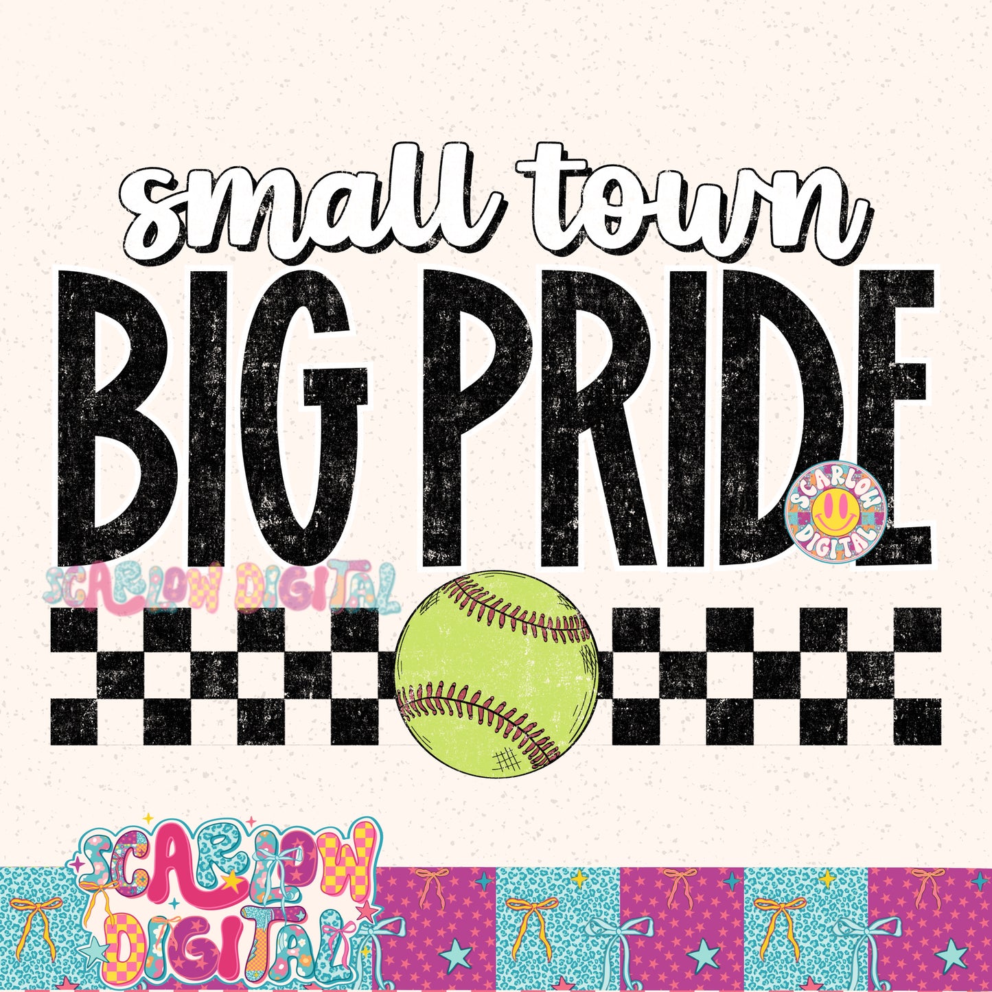 Small Town Big Pride Softball PNG Digital Design