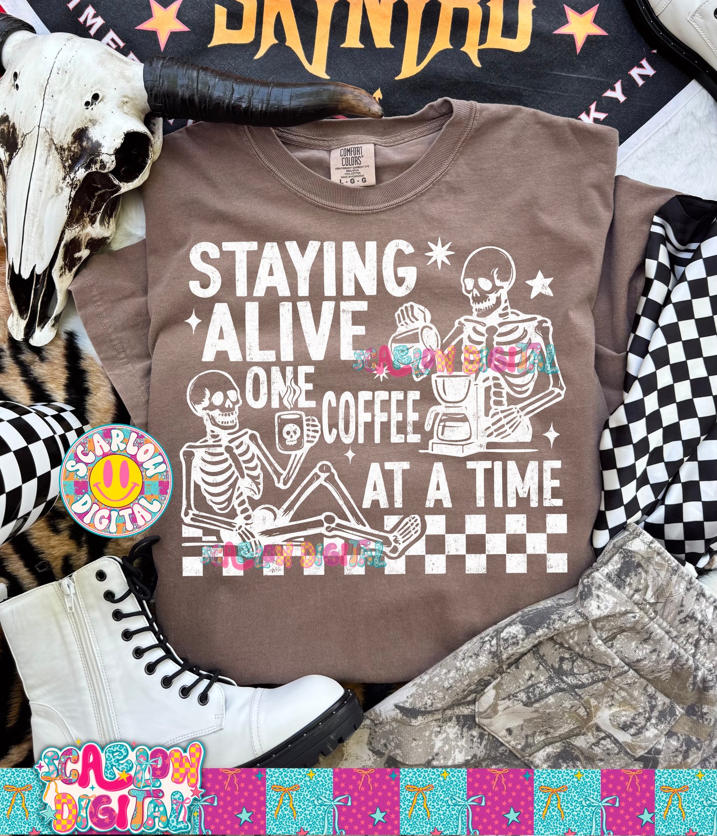 Staying Alive One Coffee at a Time PNG Digital Design
