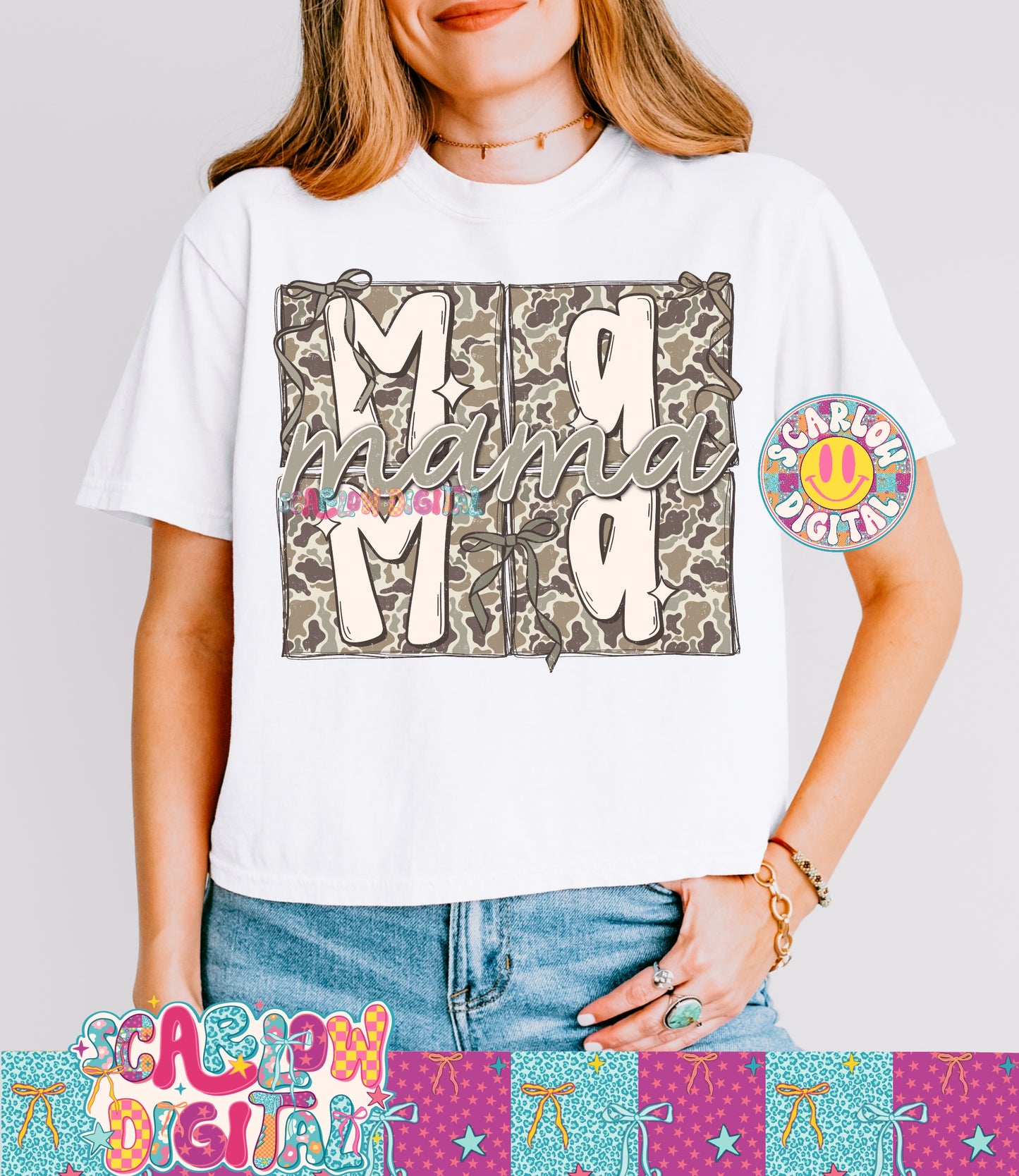 Camo Bow Mama PNG Digital Design