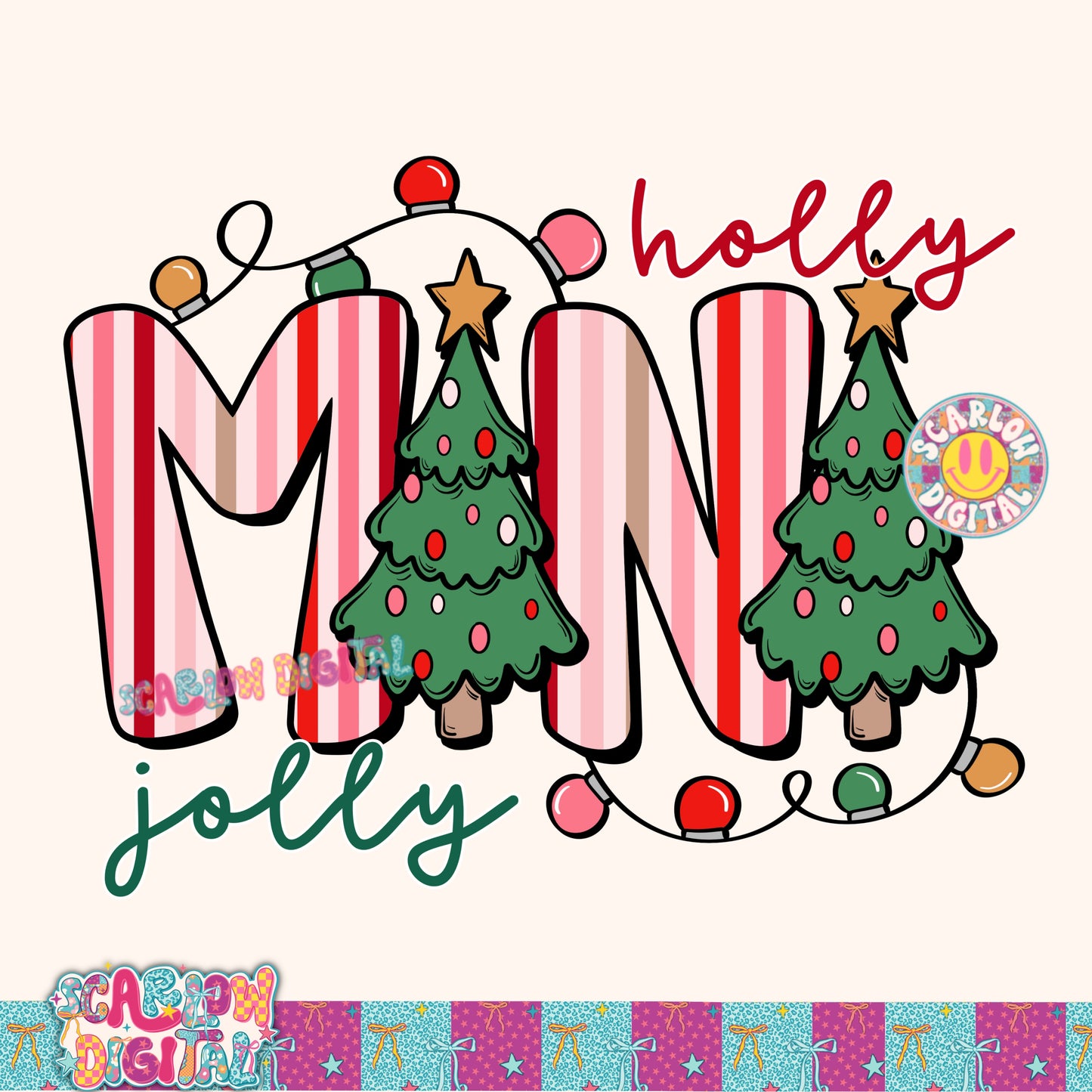 Holly Jolly Mini PNG Digital Design