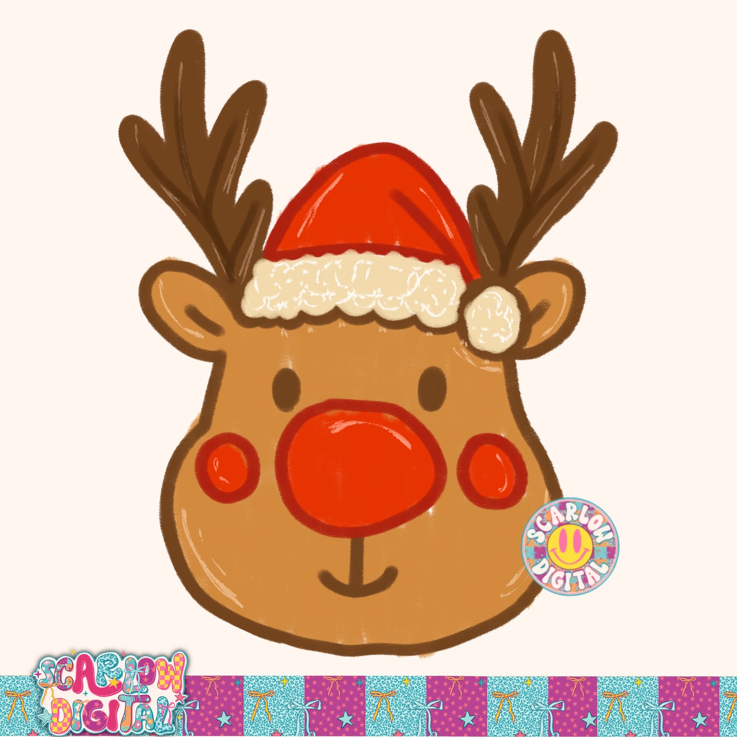 Reindeer With Red Nose PNG Digital Design