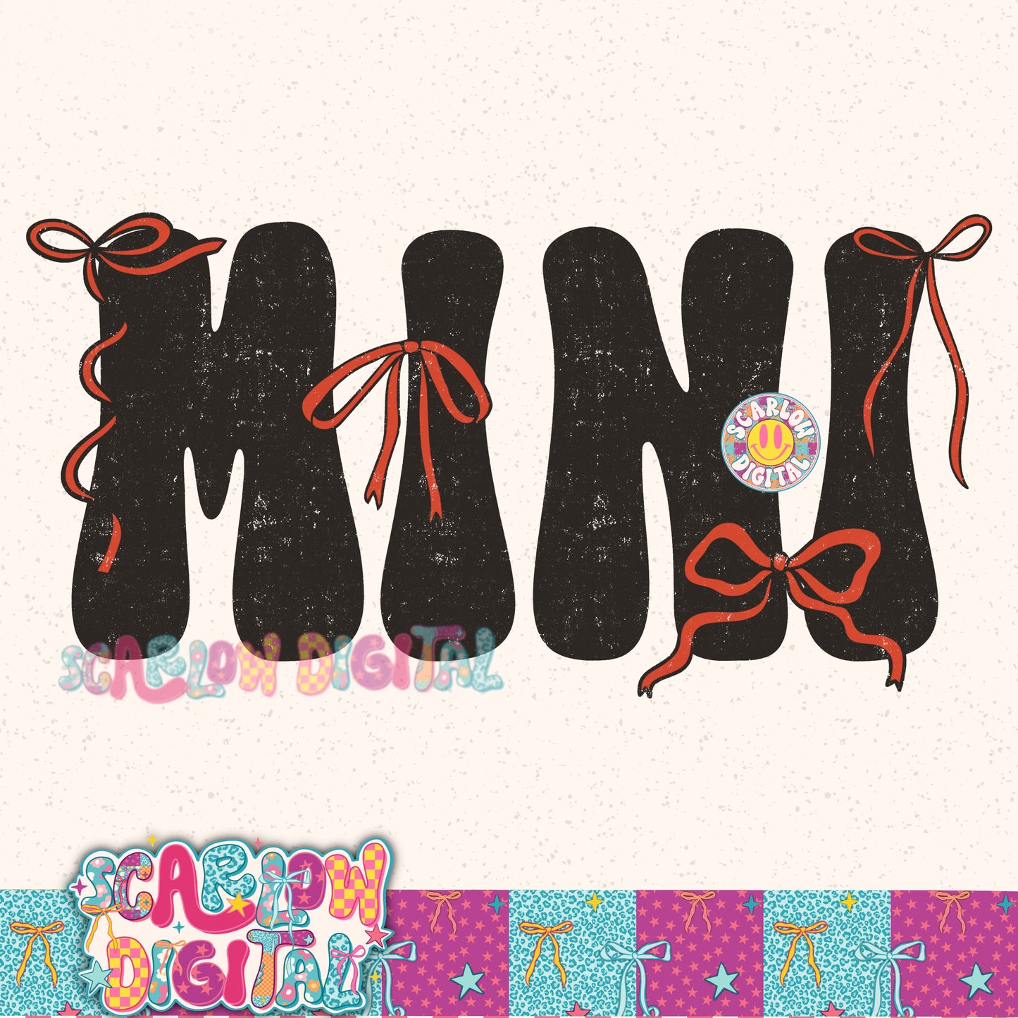 Red Bow Mini PNG Digital Design