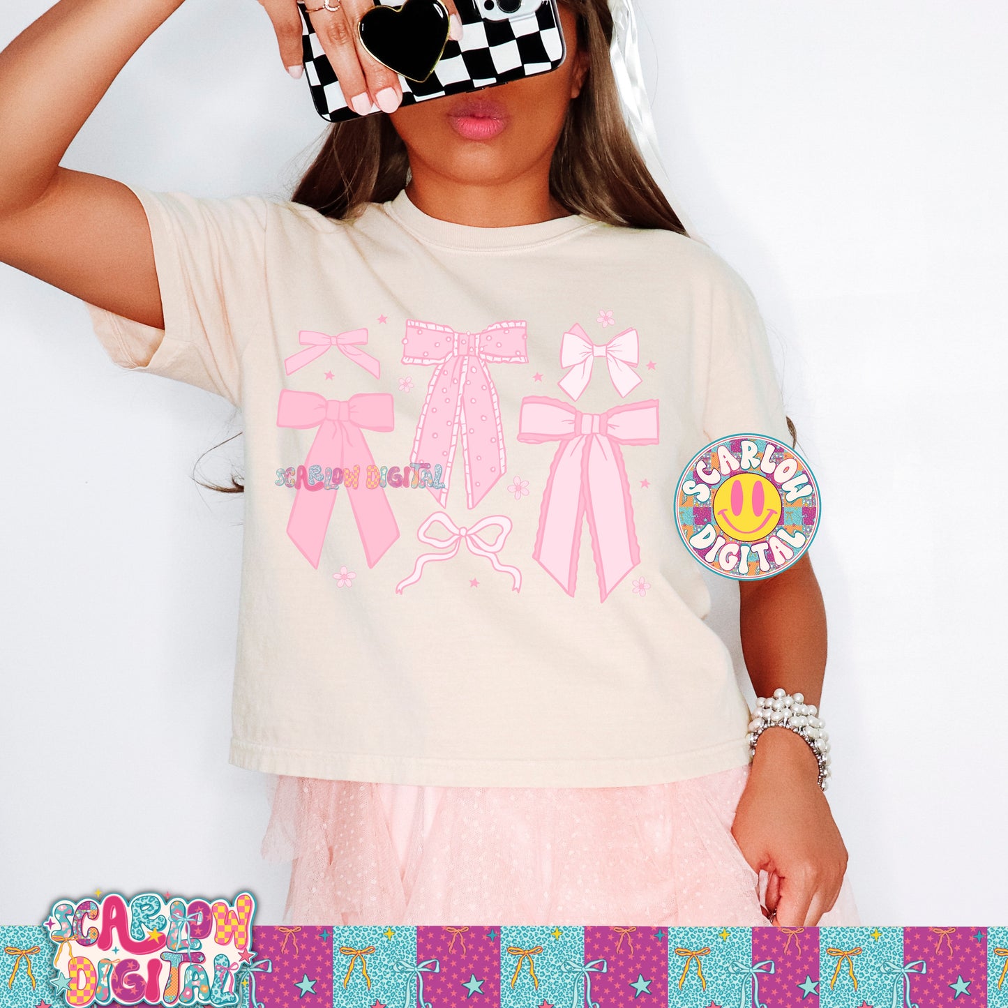 Pink Coquette Bows PNG Digital Design