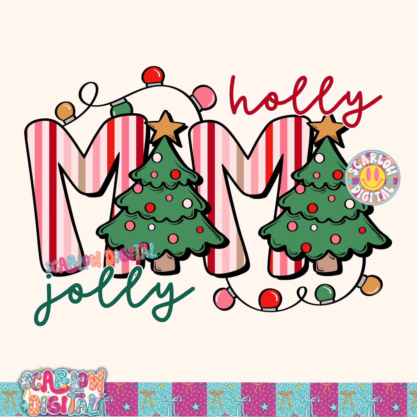 Holly Jolly Mama PNG Digital Design
