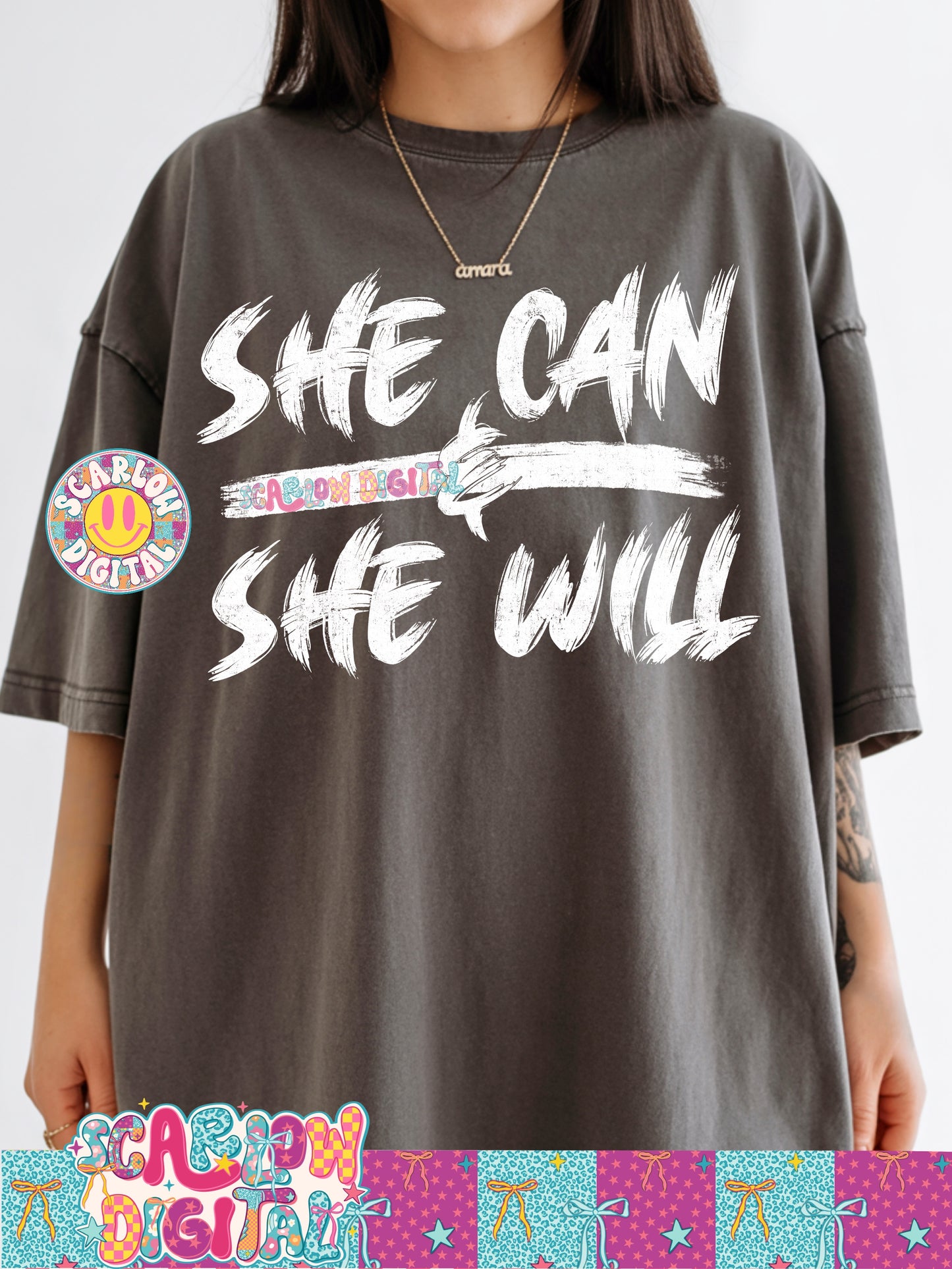 She Can & She Will PNG Digital Design