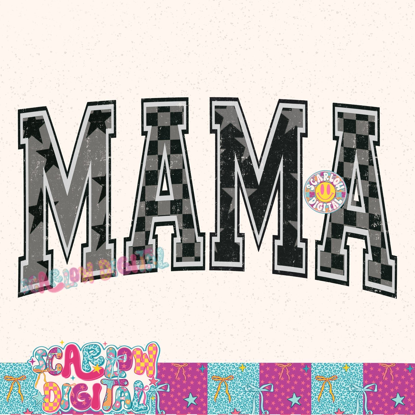 Black and Grey Mama PNG Digital Design