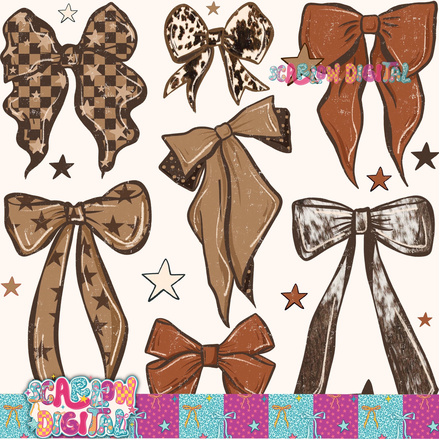 Western Bows Seamless Pattern Digital Design
