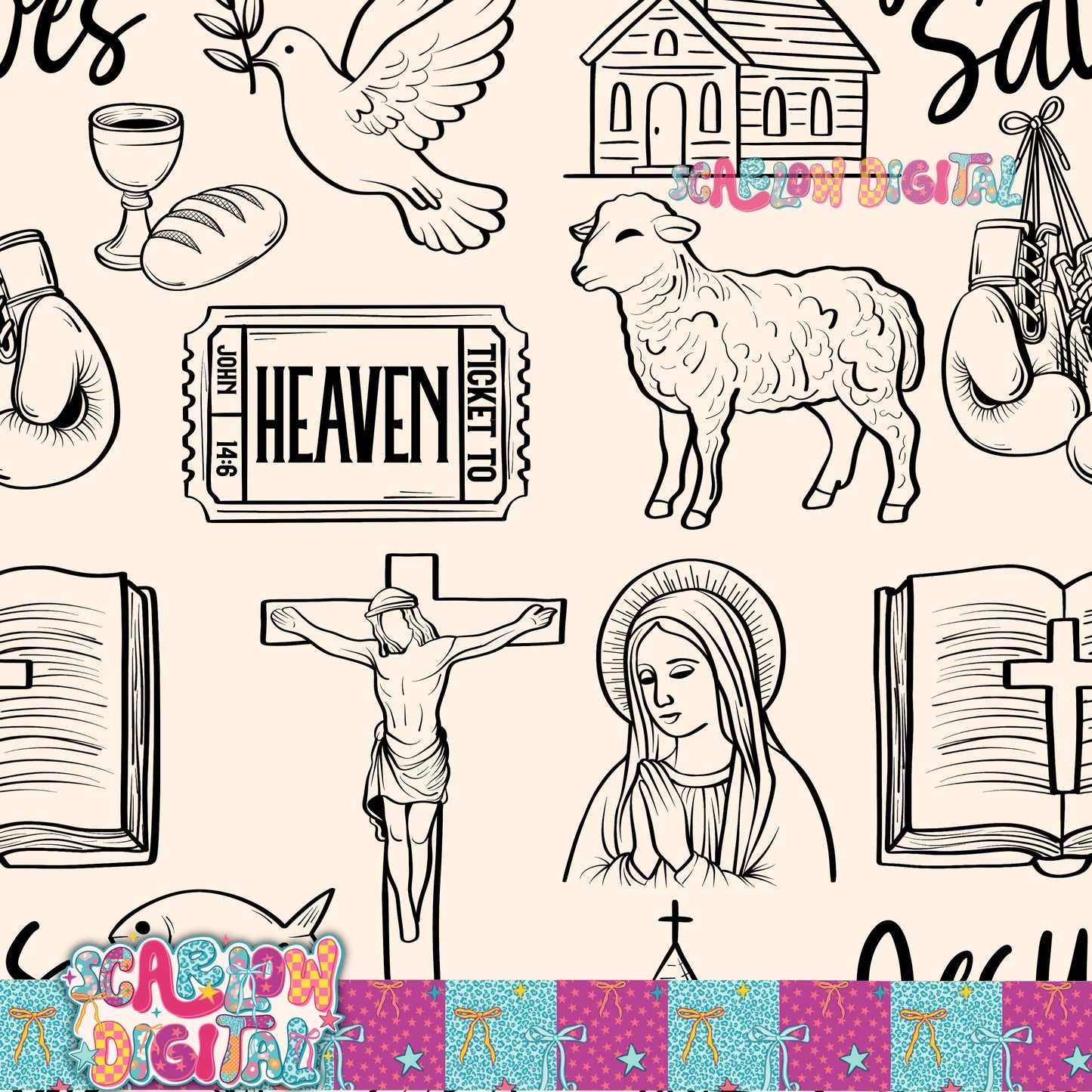 Jesus Saves Seamless Pattern Digital Design