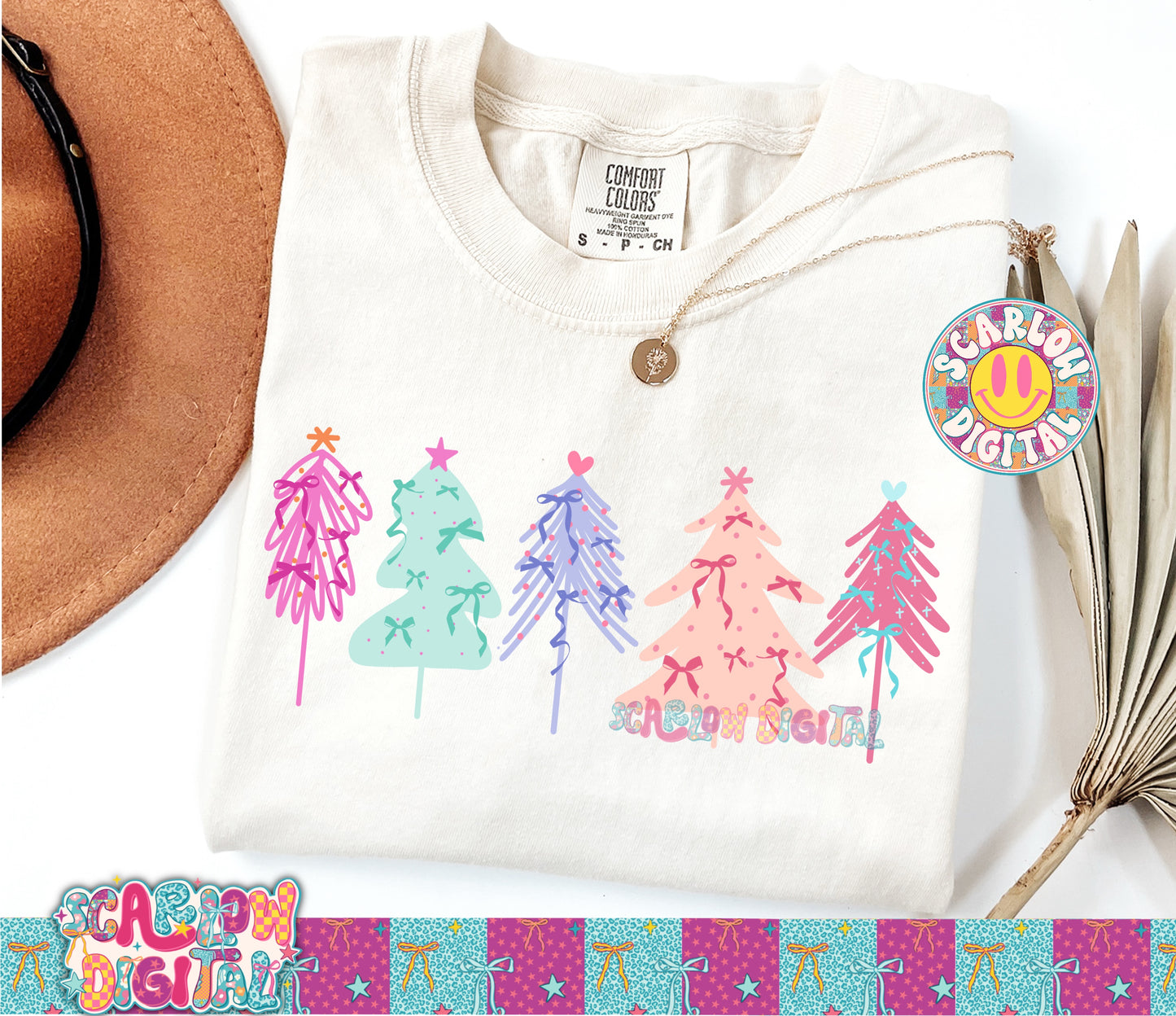 Preppy Christmas Trees PNG Digital Design