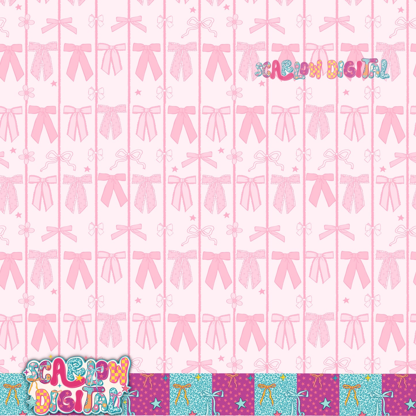 Pink Coquette Bows Seamless Pattern Digital Design