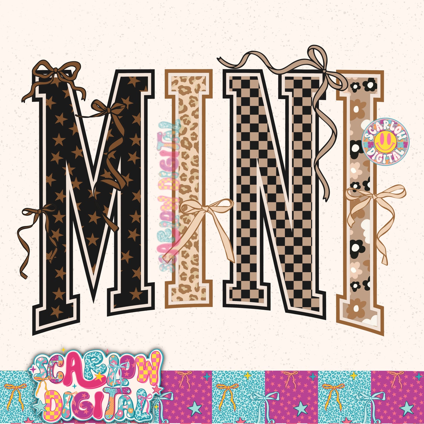 Leopard Mini with Bows PNG Digital Design