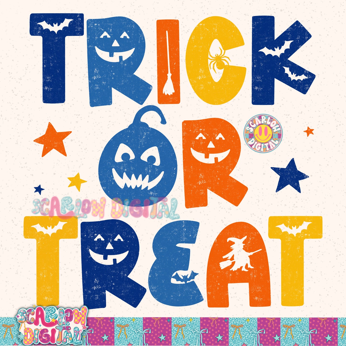 Trick or Treat in Blue PNG Digital Design