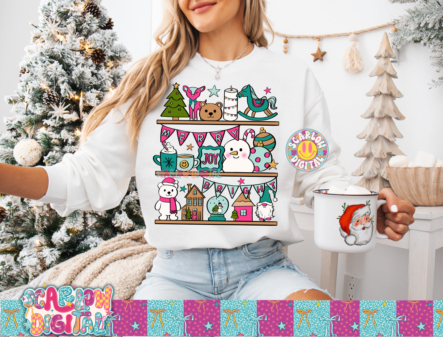 Christmas Shelves PNG Digital Design