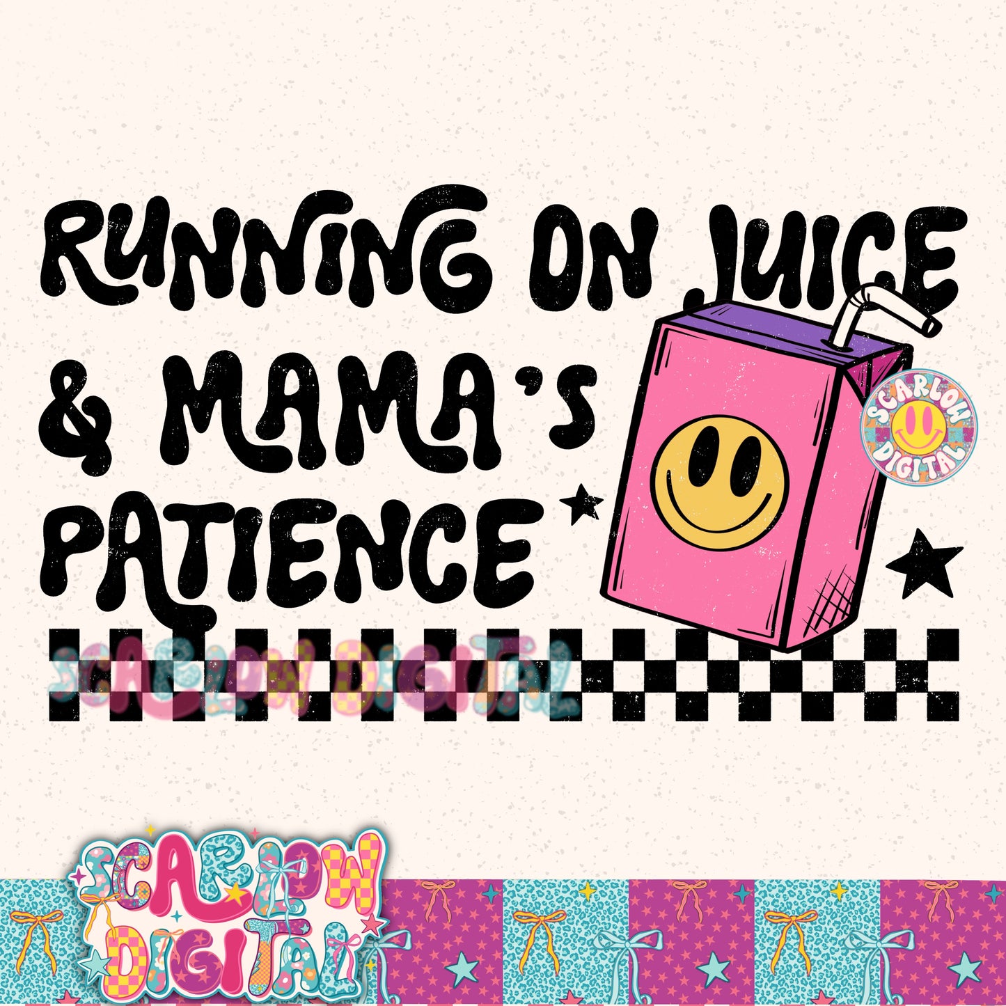 Running on Juice & Mama's Patience in Pink PNG Digital Design