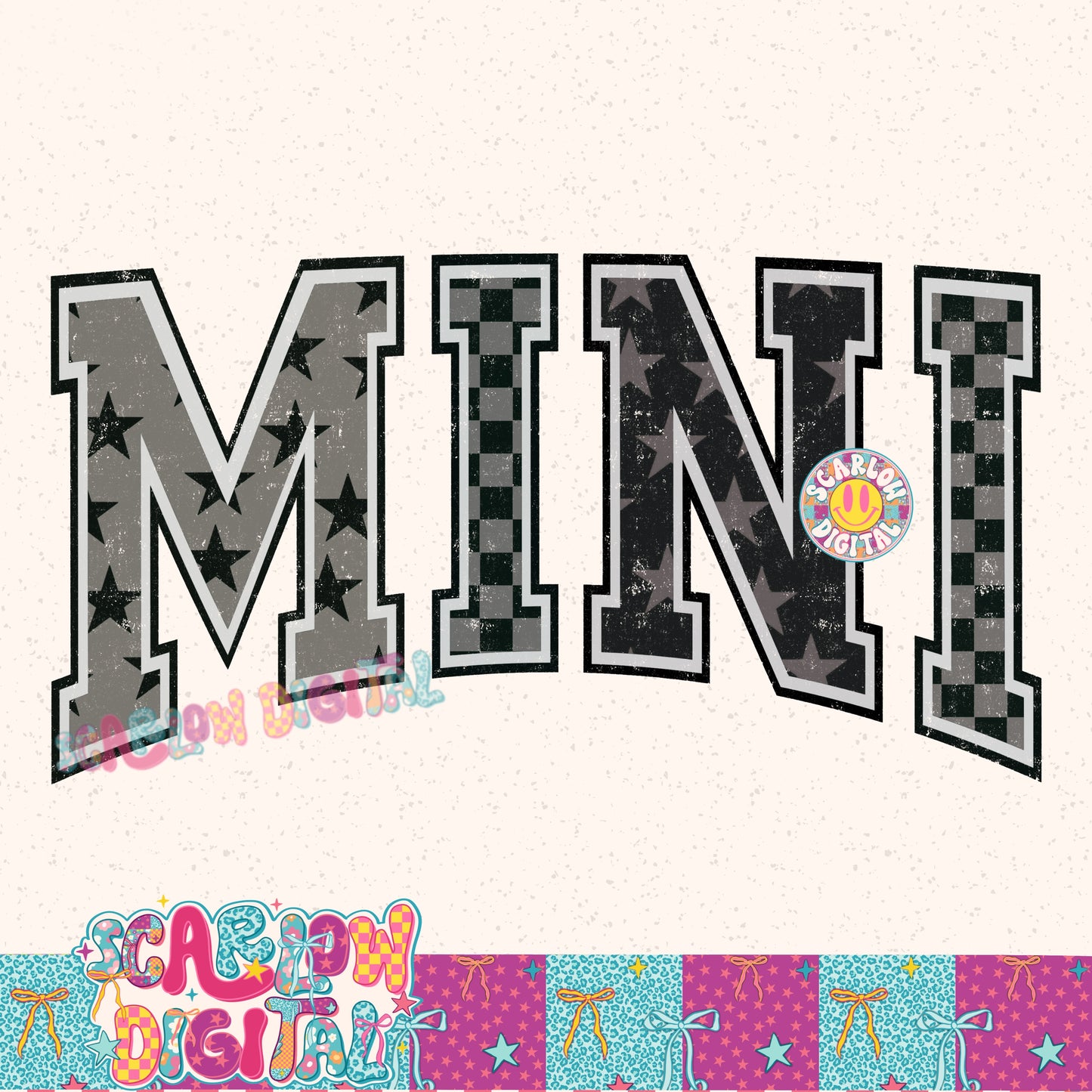 Black and Grey Mini PNG Digital Design