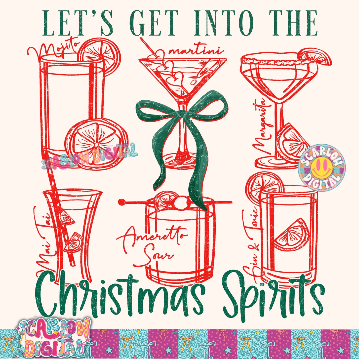 Let's Get Into the Christmas Spirits PNG Digital Design