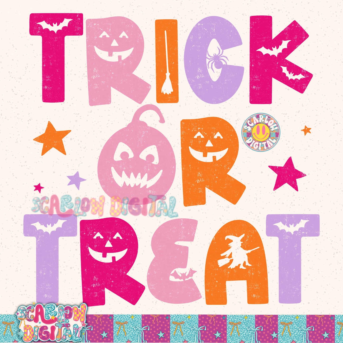 Trick or Treat in Pink PNG Digital Design